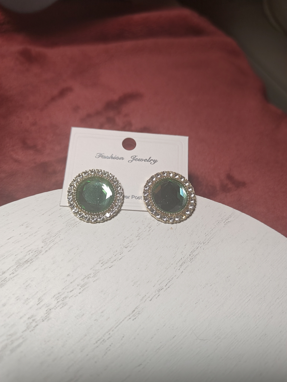 Emerald Green Halo Stud Earrings